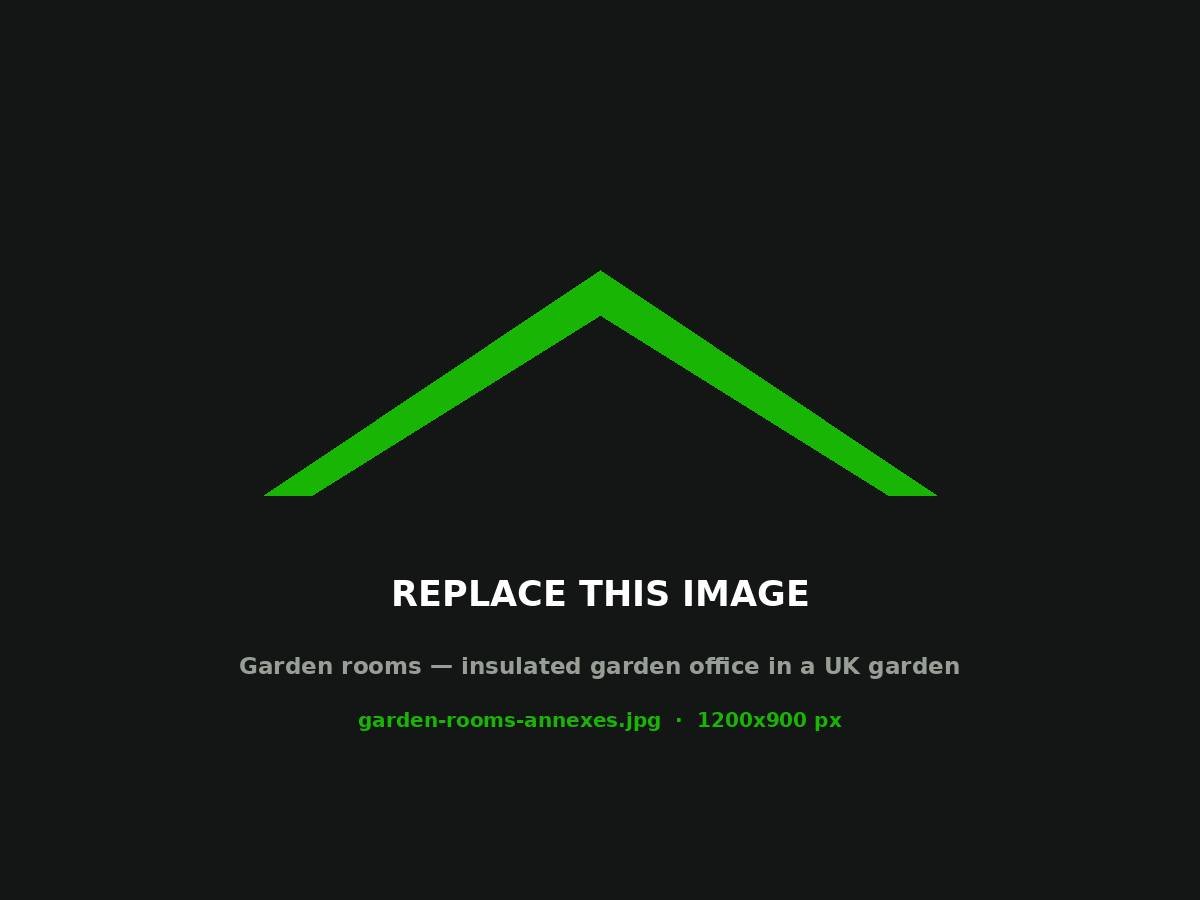 Modern insulated garden room with large glazing in a British garden